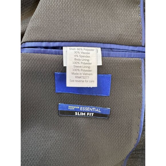 Apt 9 Mens Slim Fit Premier Flex Essential Blazer 44R Plaid Black Polyester - Picture 6 of 8